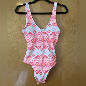 Aerie Pique Texture Ikat Print Full Coverage One Piece